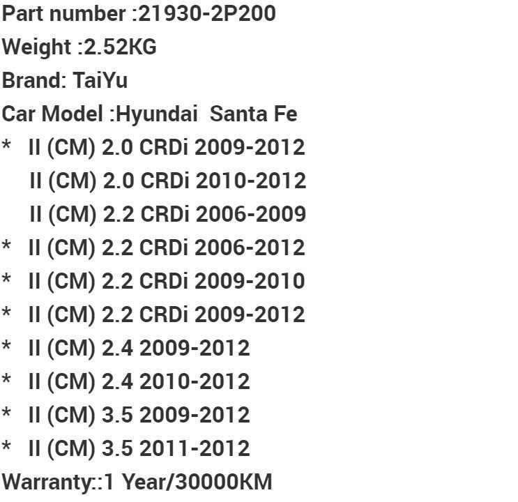 Auto Parts Rubber Engine Mount 21930-2p200 for 2009-2012 Hyundai Santafe II