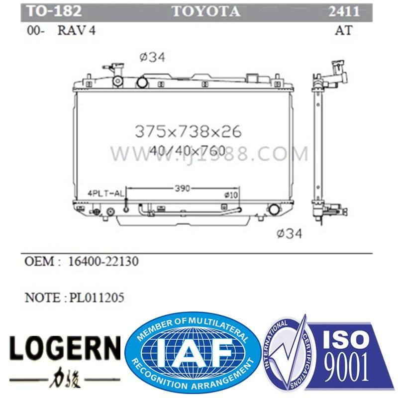 Mechanical Auto Radiator for Toyota RAV 4′00- at/PA26 Dpi: 2411