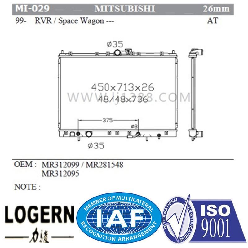 Mi-029 Auto Radiator for Mitsubishi 99- Rvr/Space Wagon at