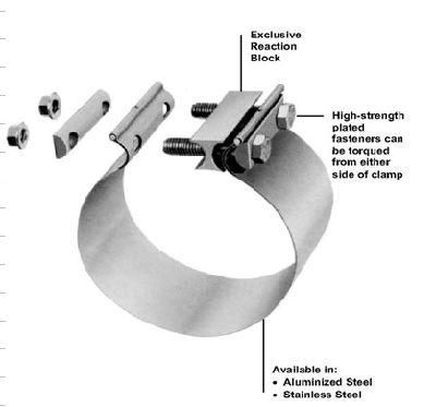 Aluminized Steel Exhaust Pipe Sleeve Butt Joint Coupler Step Clamps