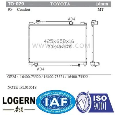 Auto Assy Car Radiator for to-079 Comfort&prime;95- Mt