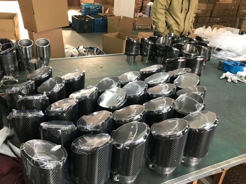 Clamp-on Car Univesal Matte Carbon Fiber Ak Exhaust Tips with Sand Blasting Inner Pipe