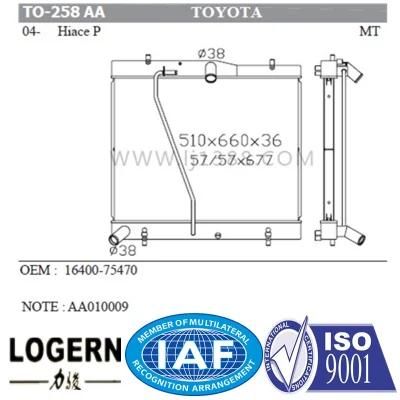 Brazed Auto Aluminum Radiator for Toyota Hiace P&prime;04- Mt/PA36